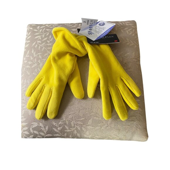 Isotoner Womens Stretch Fleece Gloves 3M Thinsulate Flex 40 Gram Yellow One Size - Picture 1 of 9